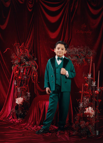 کت شلوار پسرانه ۵ تکه مدل یقه مخمل برند شیکسون