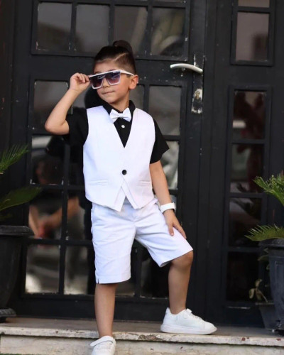 ست جلیقه شلوارک ۴ تکه کتان مدل آرشین برند شیکسون