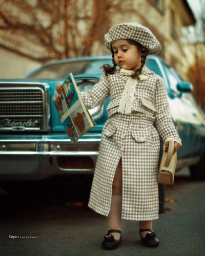 ست ۳ تکه کت دامن کلاه موهر پیچازی مدل سایدا برند شیکسون