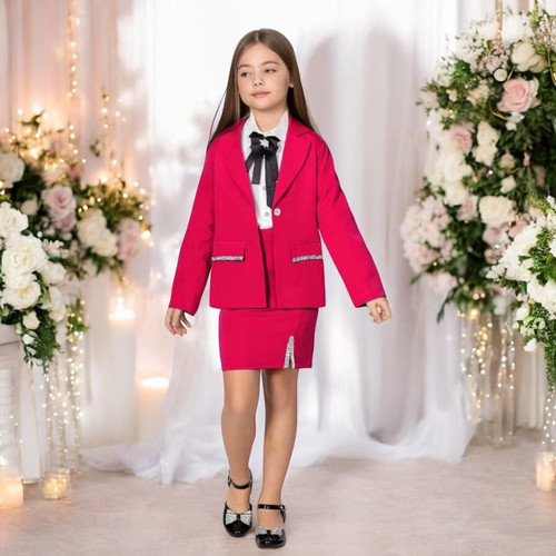 ست کت دامن و شومیز ۳ تکه دخترانه مدل تیکال برند شیکسون - ست دخترانه شیکسون