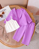 ست ۳ تکه کت کراپ شلوار و تاپ دخترانه مدل ژینوس برند شیکسون با کیفیت عالی