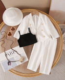 ست کت کراپ شلوار دخترانه مدل ژینوس شیکسون رنگبندی شیک و جدید دخترانه