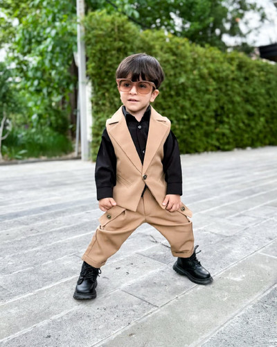 ست جلیقه شلوار پیراهن ۳ تکه پسرانه مدل سردار برند شیکسون