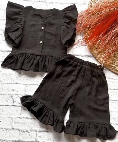 شومیز شلوارک دخترانه موسلین مدل پرگل برند شیکسون