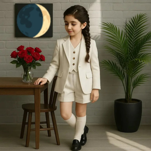 ست کت شلوارک و جلیقه دخترانه مدل دانوش برند شیکسون