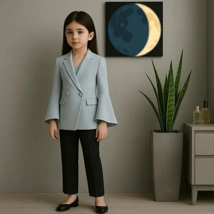 ست ۳ تکه کتشلوار و تاپ دخترانه مدل شیما برند شیکسون طوسی مشکی مجلسی کرپ سوپر مازراتی درجه ۱