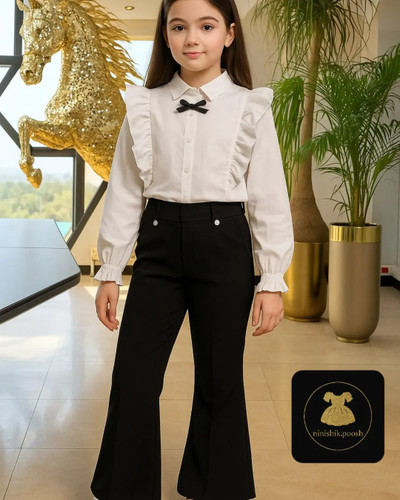 ست شومیز شلوار ۲ تکه دخترانه مدل سروناز برند شیکسون