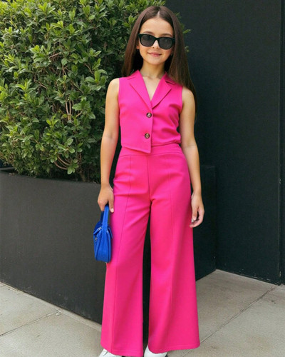 ست ۲ تکه جلیقه کراپ شلوار دخترانه مدل آرمیتا برند شیکسون